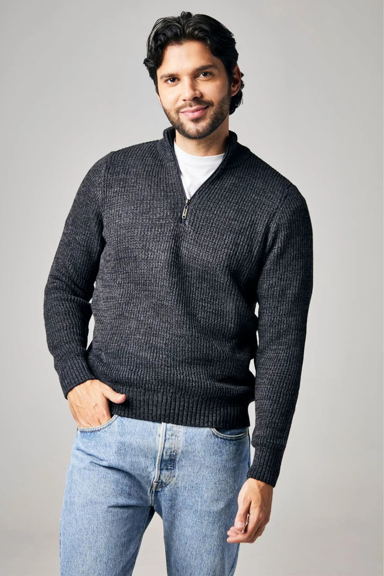 Suéter Darién en puntada perlada halfzip – Hombre