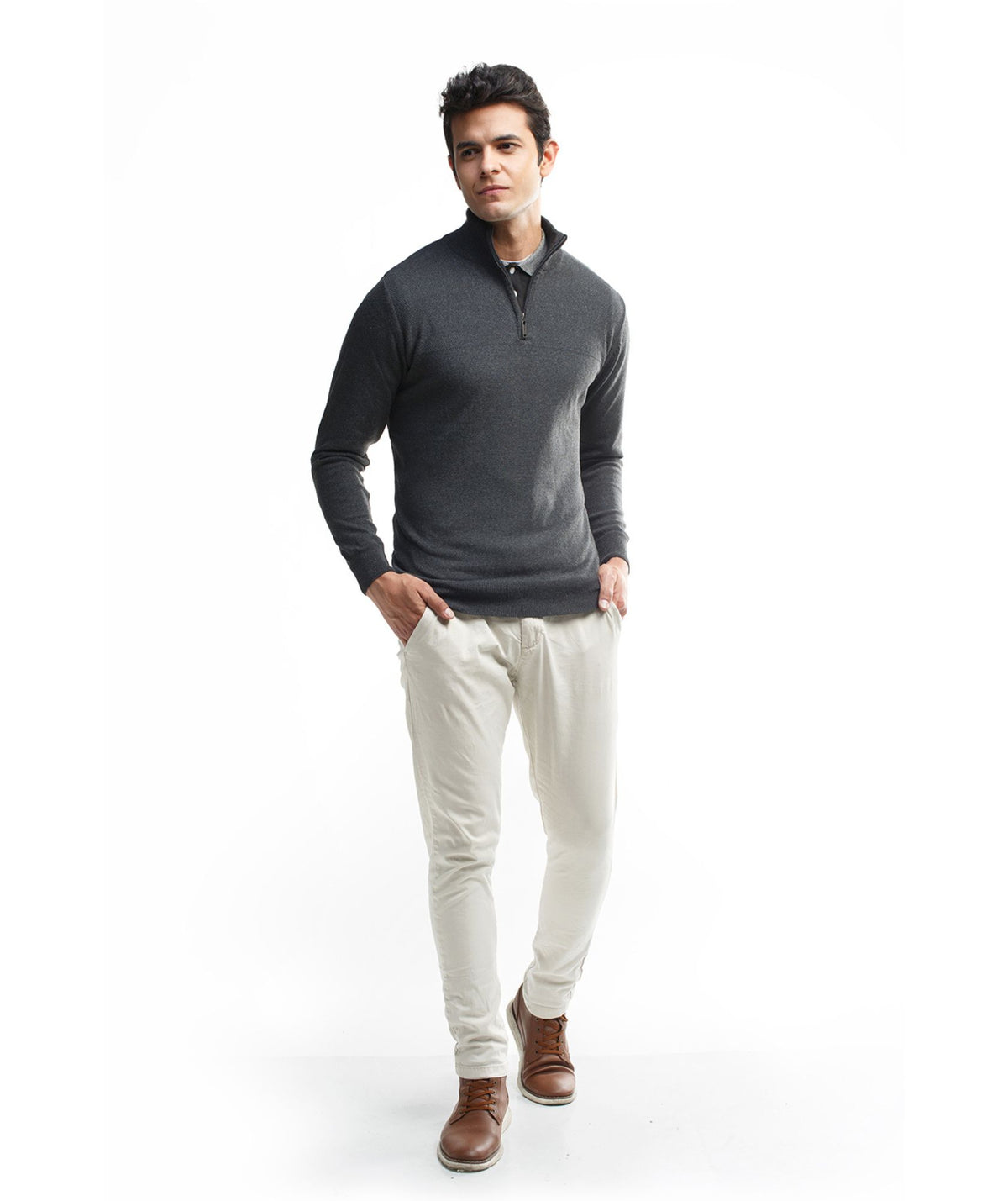 Suéter Halfzip Textured Hombre - Briceño - cuerpo completo - Alison