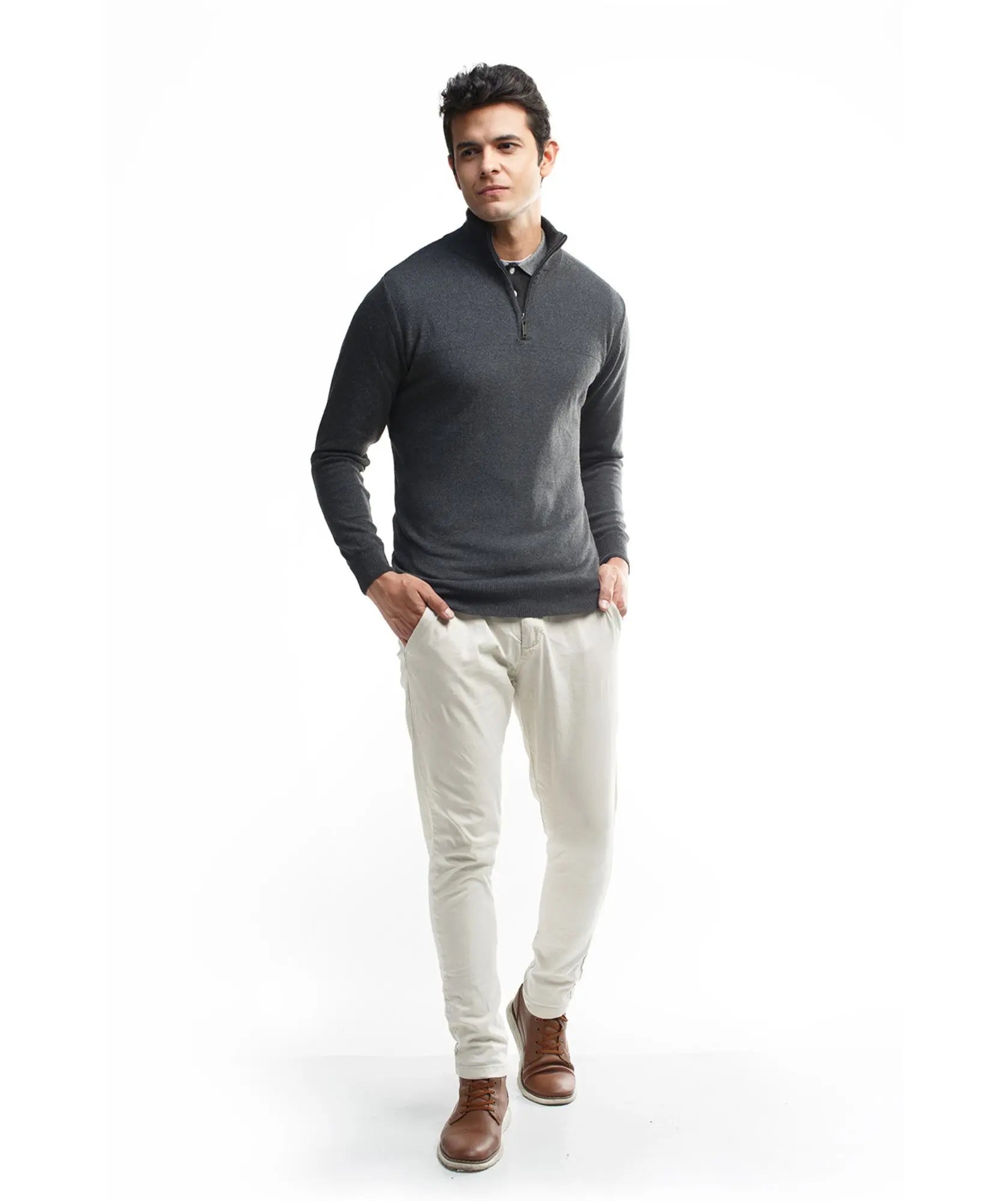 Suéter Briceño en tejido de punto cuello halfzip