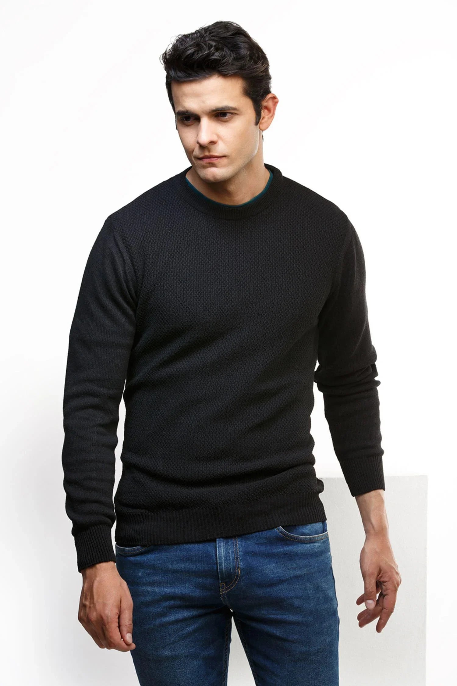 Suéter Pasto en algodón regenerado cuello redondo – Hombre