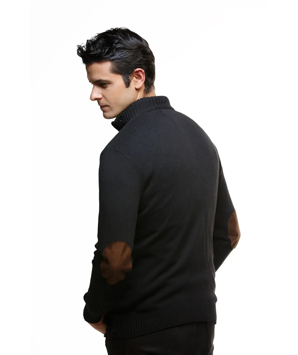 Suéter Negro con Coderas Cuello Halpzif - Tolú - look completo - Alison