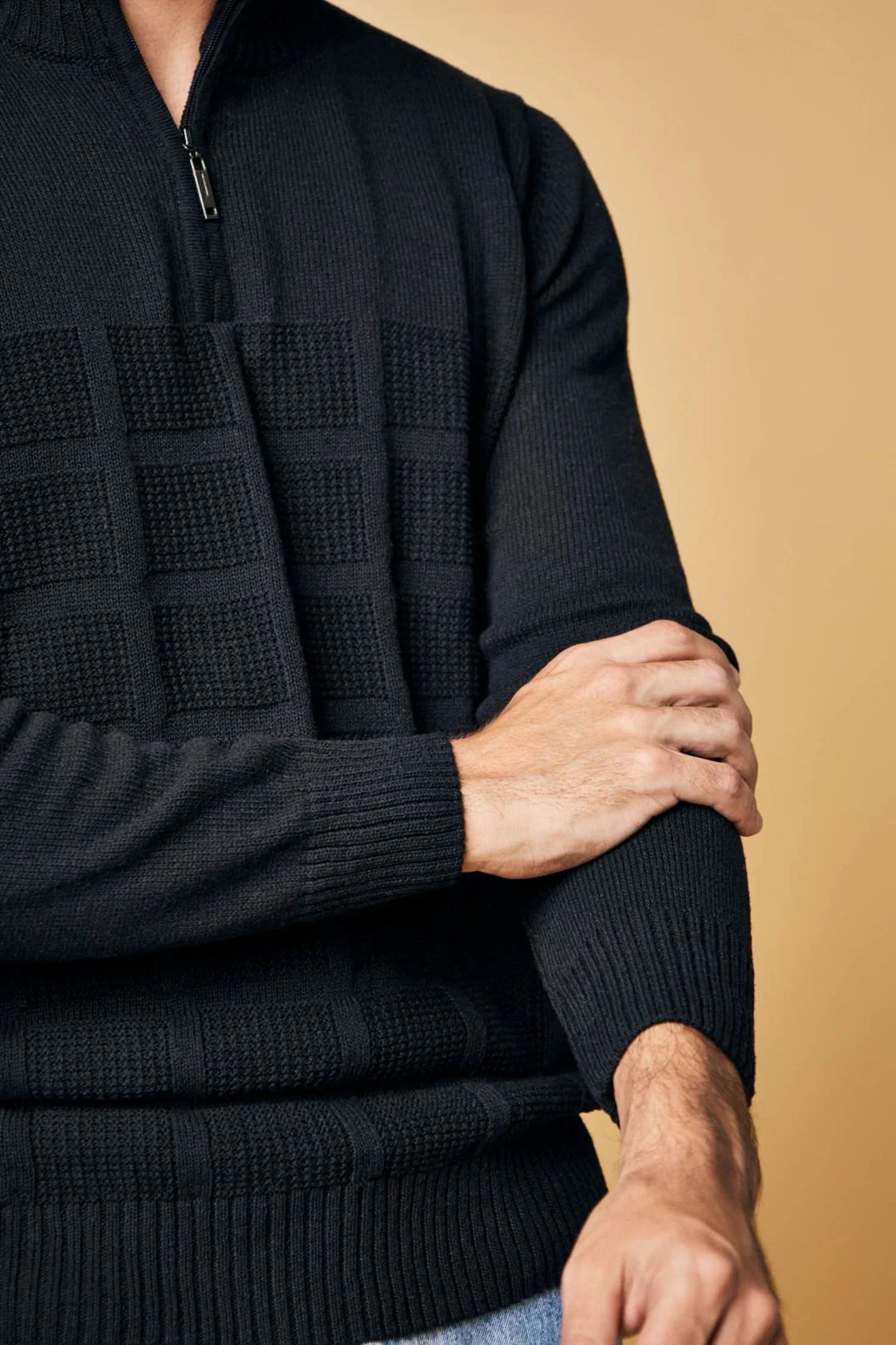 Suéter Calarcá en algodón regenerado cuadros halfzip – Hombre