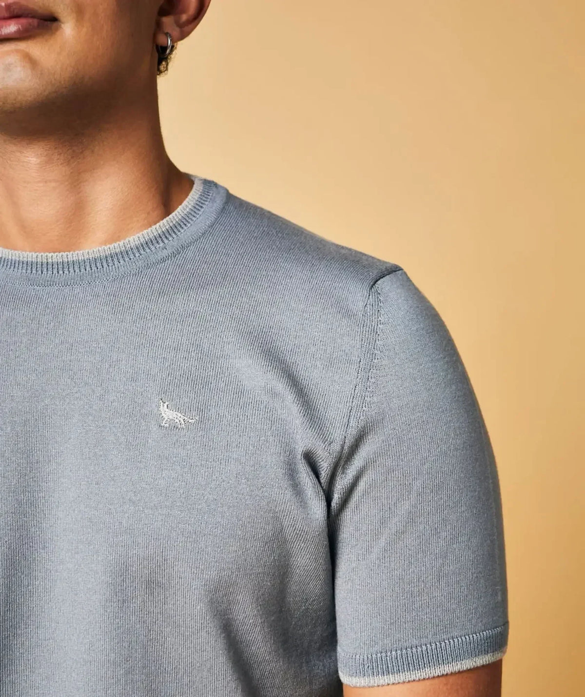 Camiseta Cuello Redondo Azul Gris Toledo - detalle - Alison