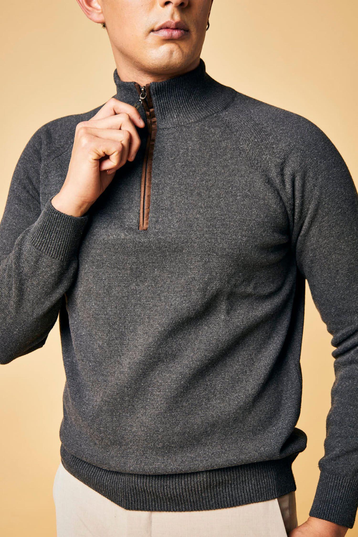 Suéter San Francisco en algodón regenerado halfzip – Hombre