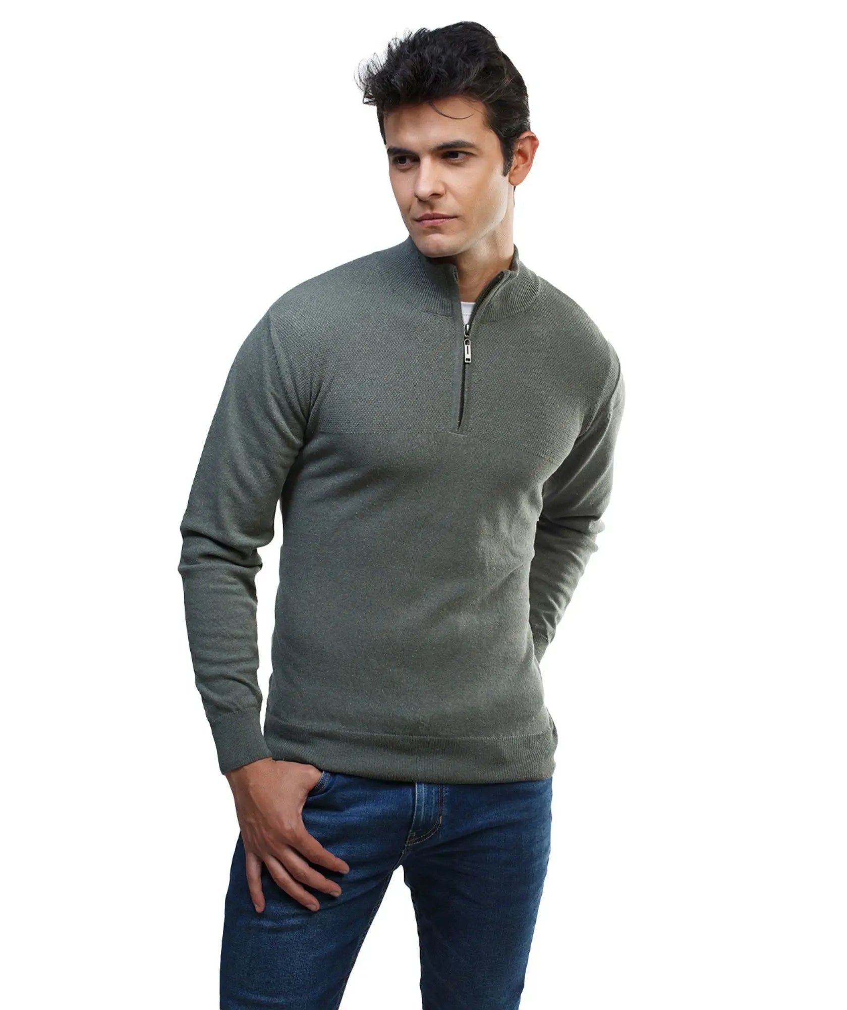 Suéter Briceño en tejido de punto cuello halfzip