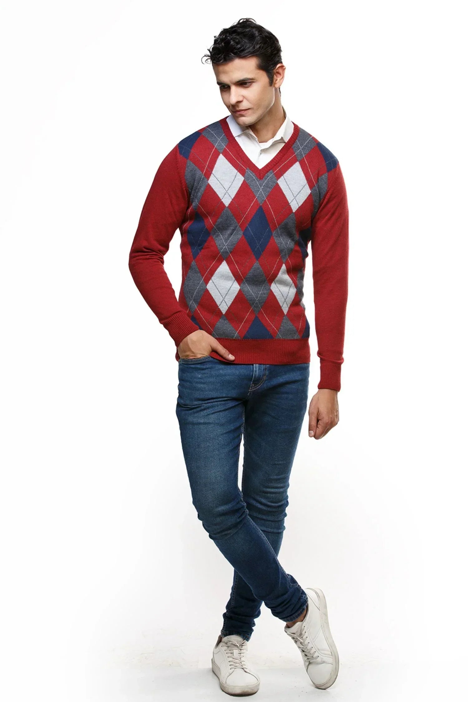 Suéter San Agustín en algodón regenerado rombos – Hombre