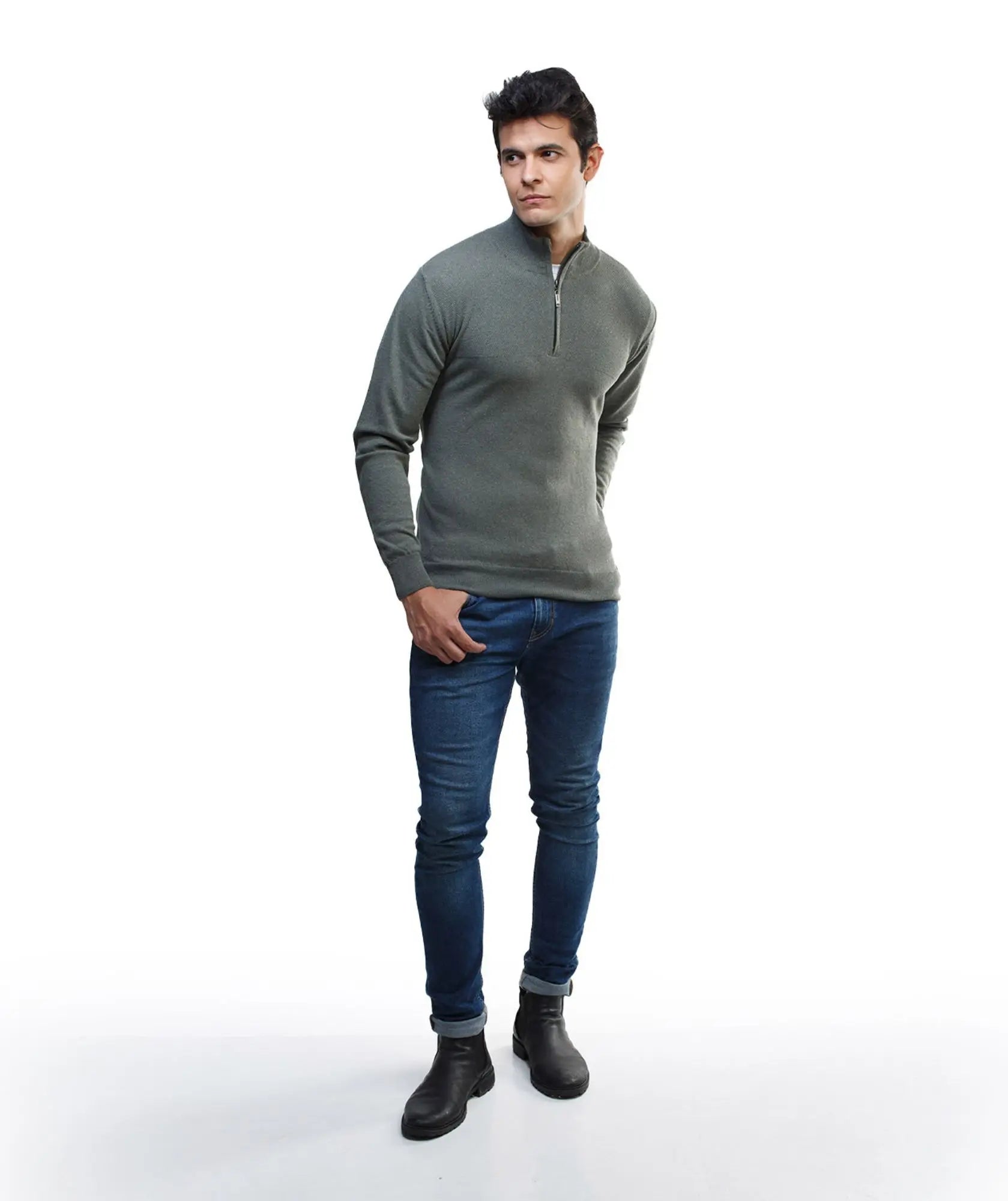 Suéter Briceño en tejido de punto cuello halfzip