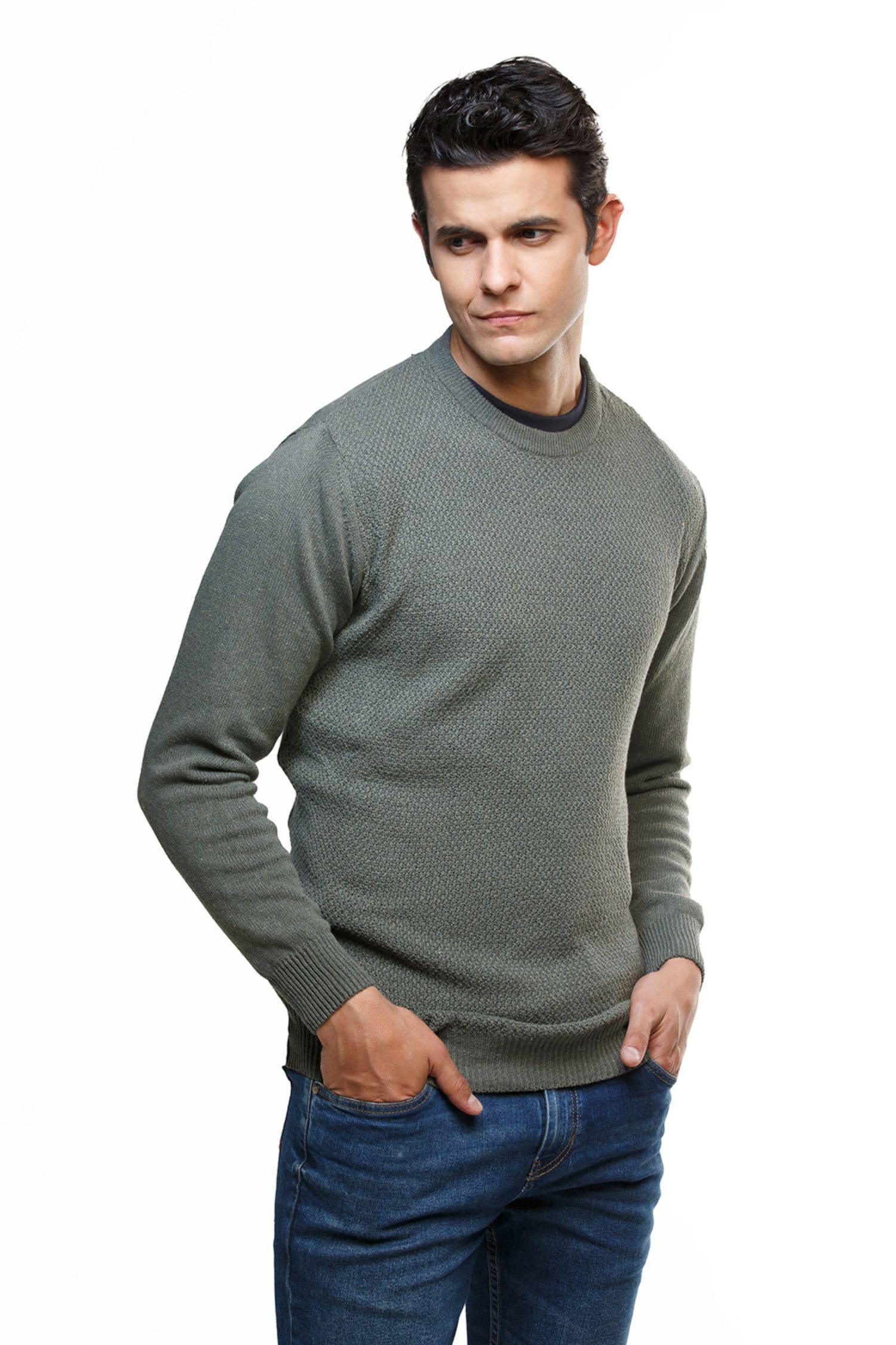 Suéter Pasto en algodón regenerado cuello redondo – Hombre