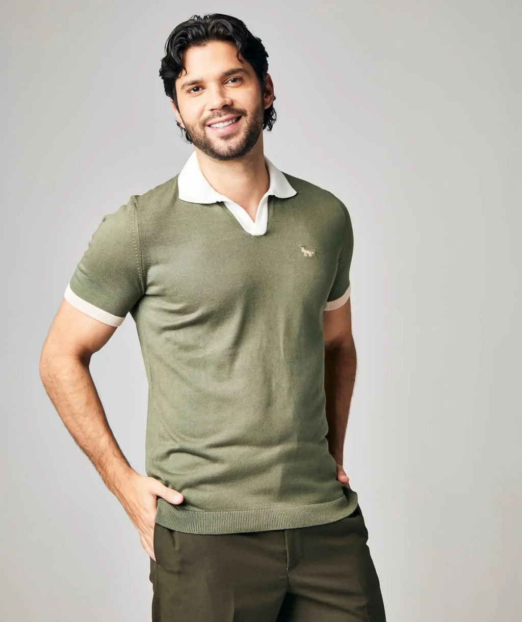 Camiseta Polo California Color Verde en tejido de punto - vista frontal - Alison