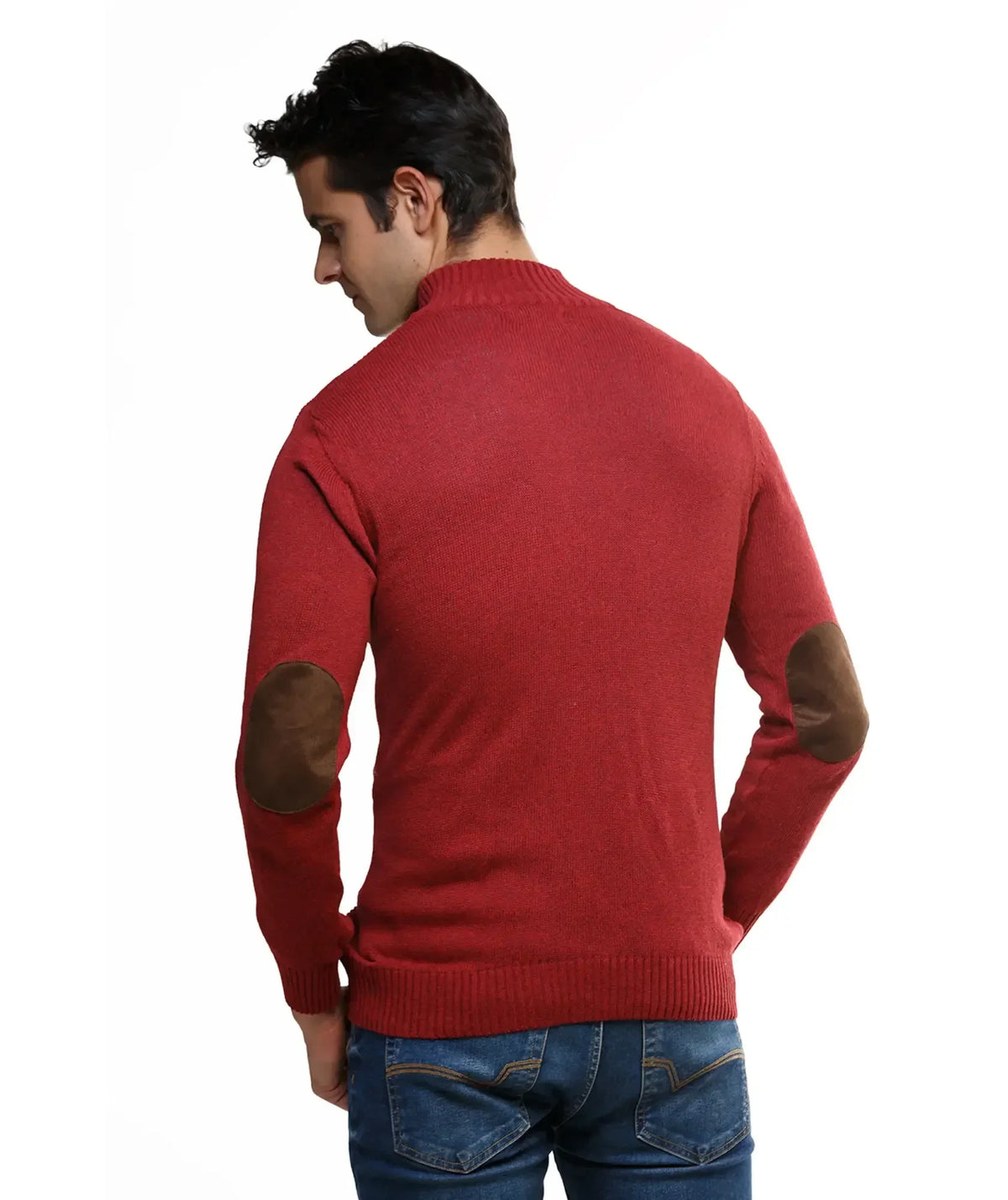 Suéter Vinotinto con Coderas Cuello Halpzif - Tolú - vista lateral - Alison