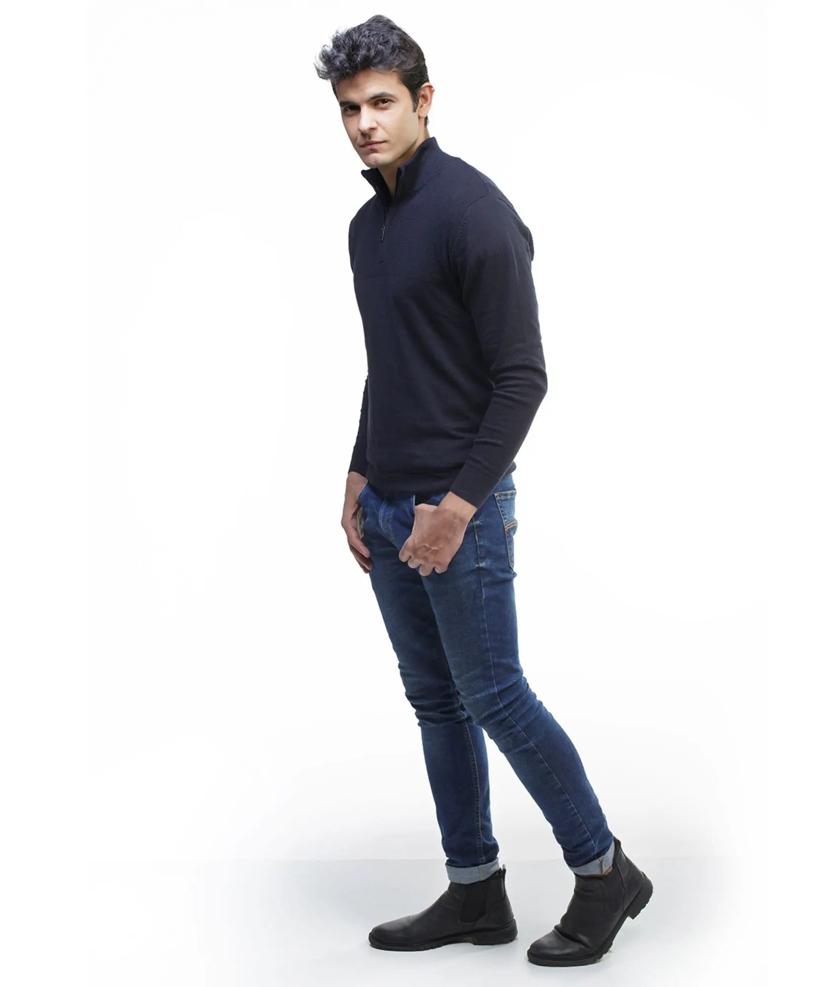 Suéter Briceño en tejido de punto cuello halfzip