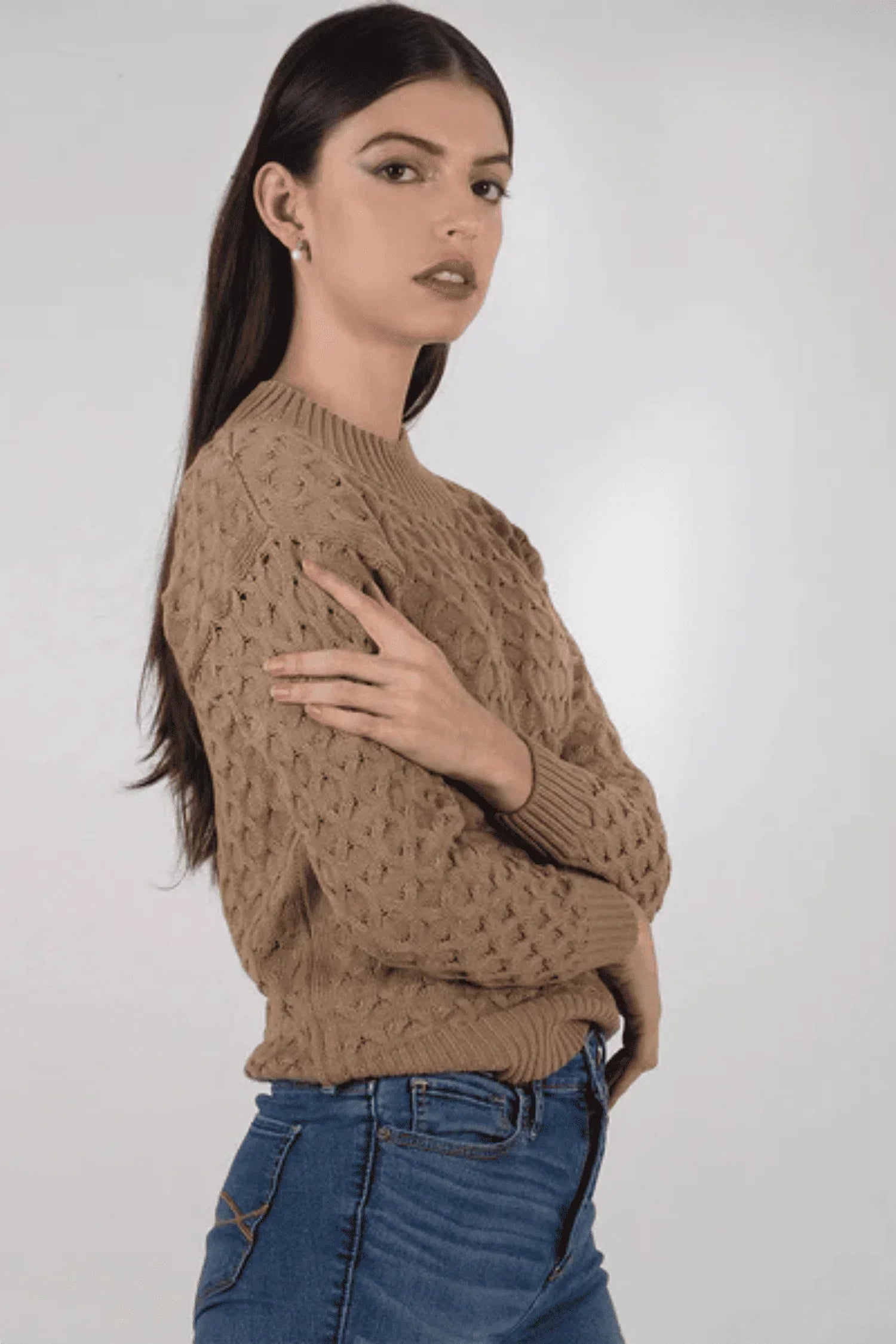 Suéter Nobsa Aran en algodón – Cuello ancho