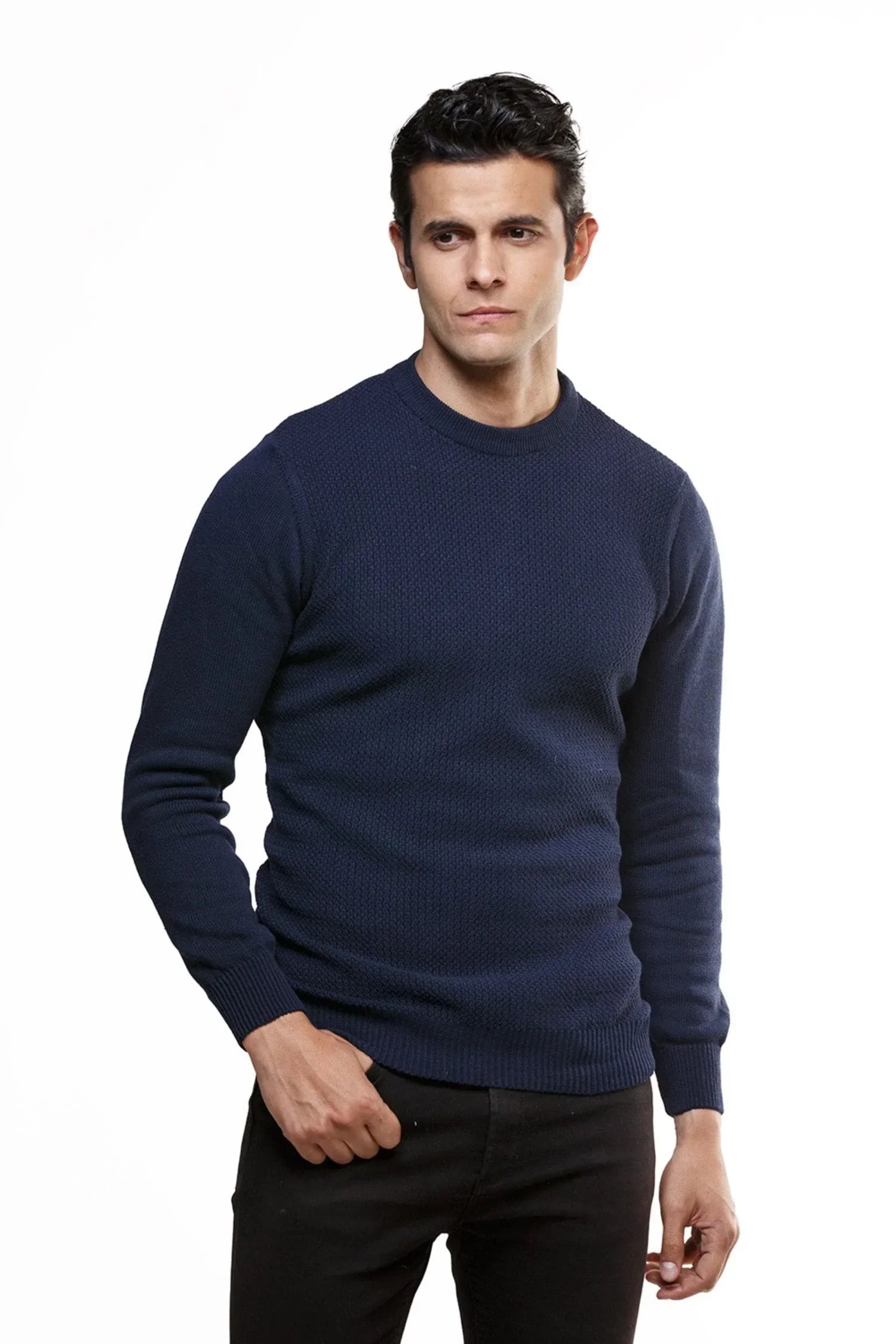 Suéter Pasto en algodón regenerado cuello redondo – Hombre