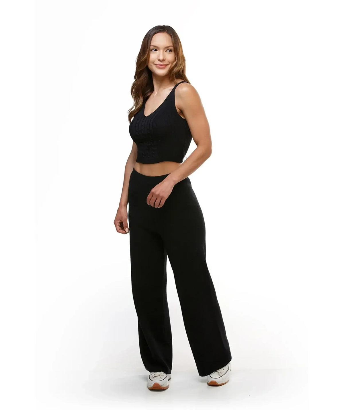 Crop Top Tena Negro - Tejido Trenzado en Algodón - look completo - Alison