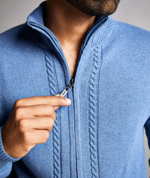 Chaqueta Tejida Con Cierre Y Detalle Trenzado - Tenza - vista lateral - Alison