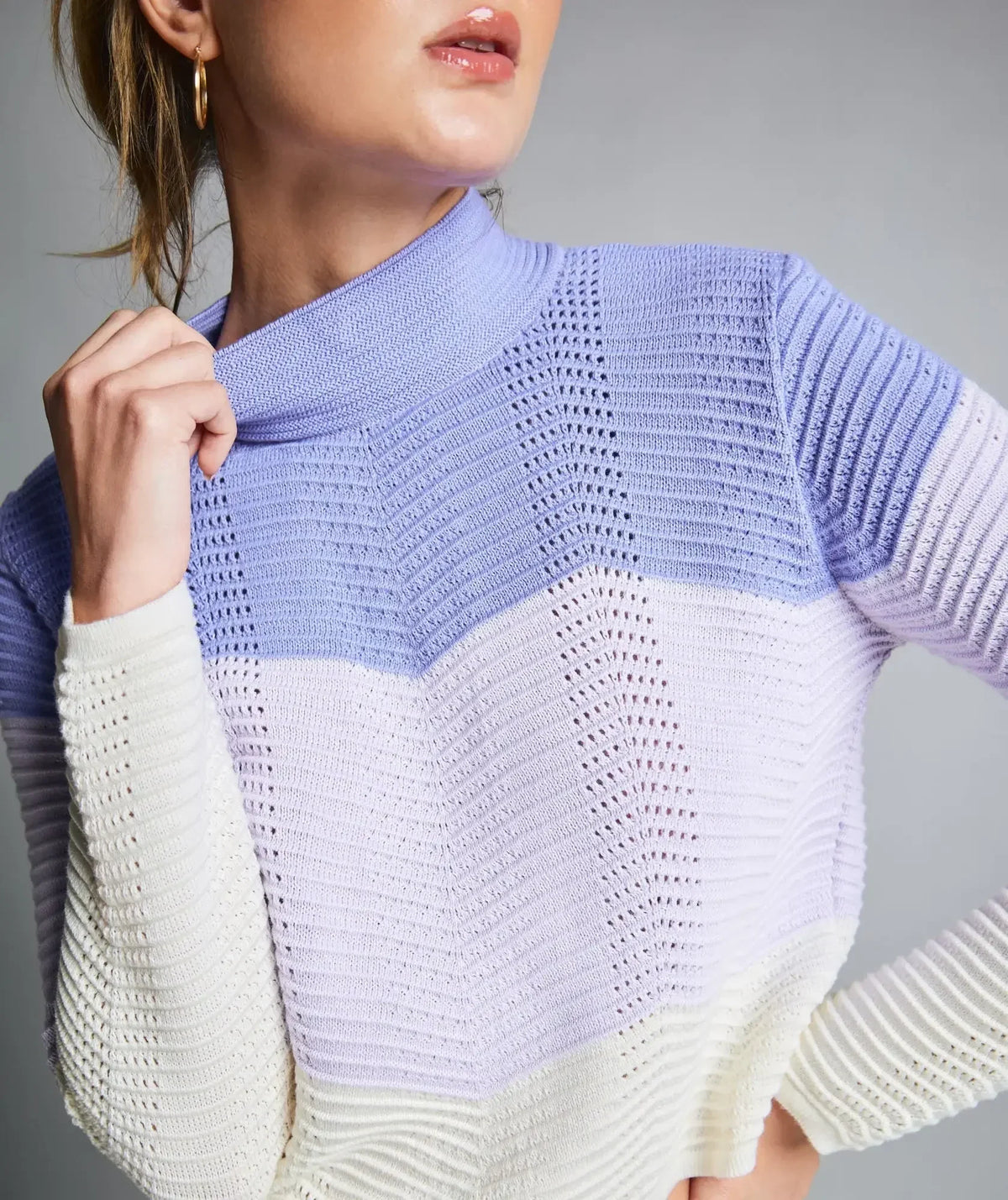 Crop Top Brisa Lila - Tejido de Punto Bicolor - vista frontal - Alison