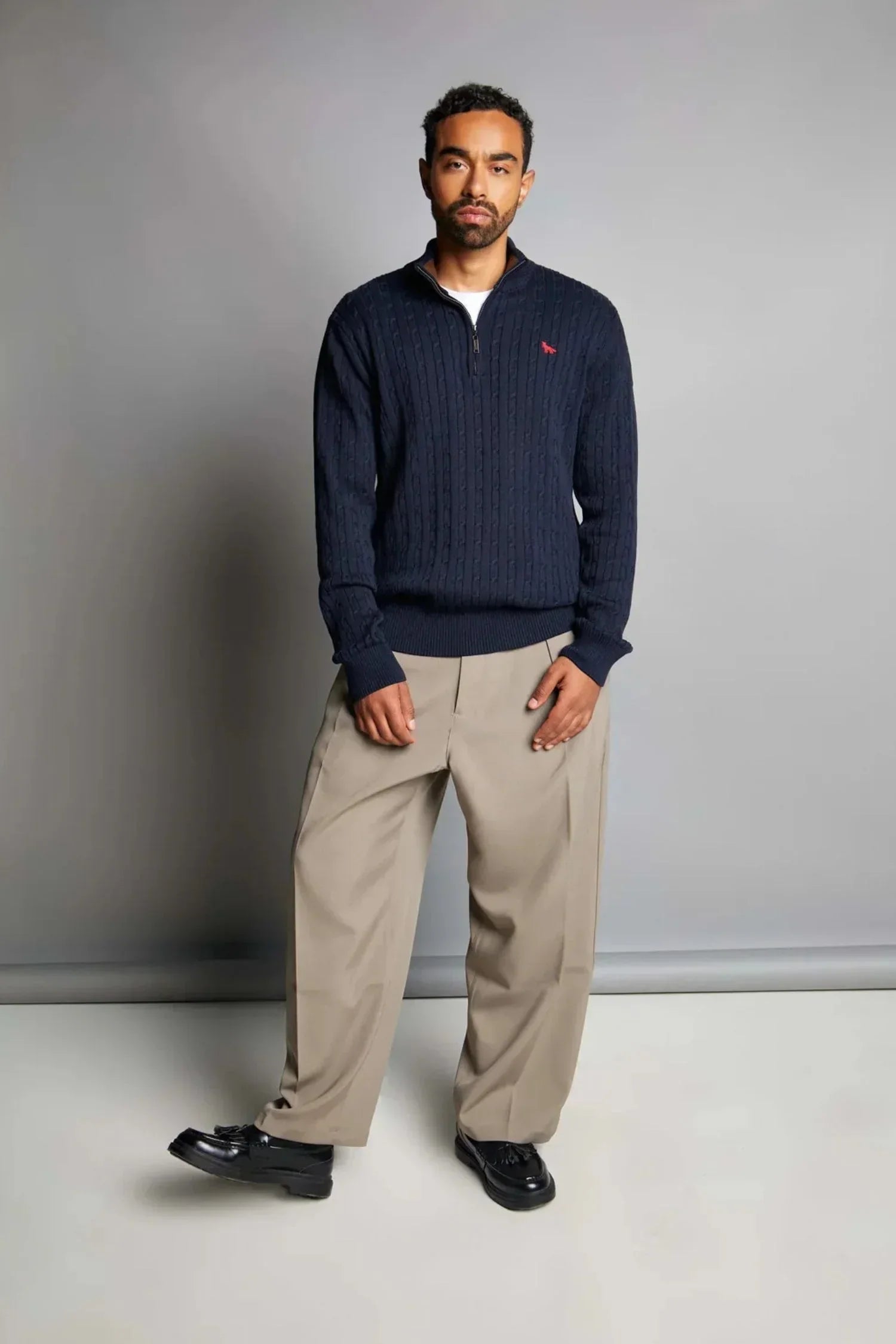 Suéter Palmira en algodón trenzado halfzip – Hombre