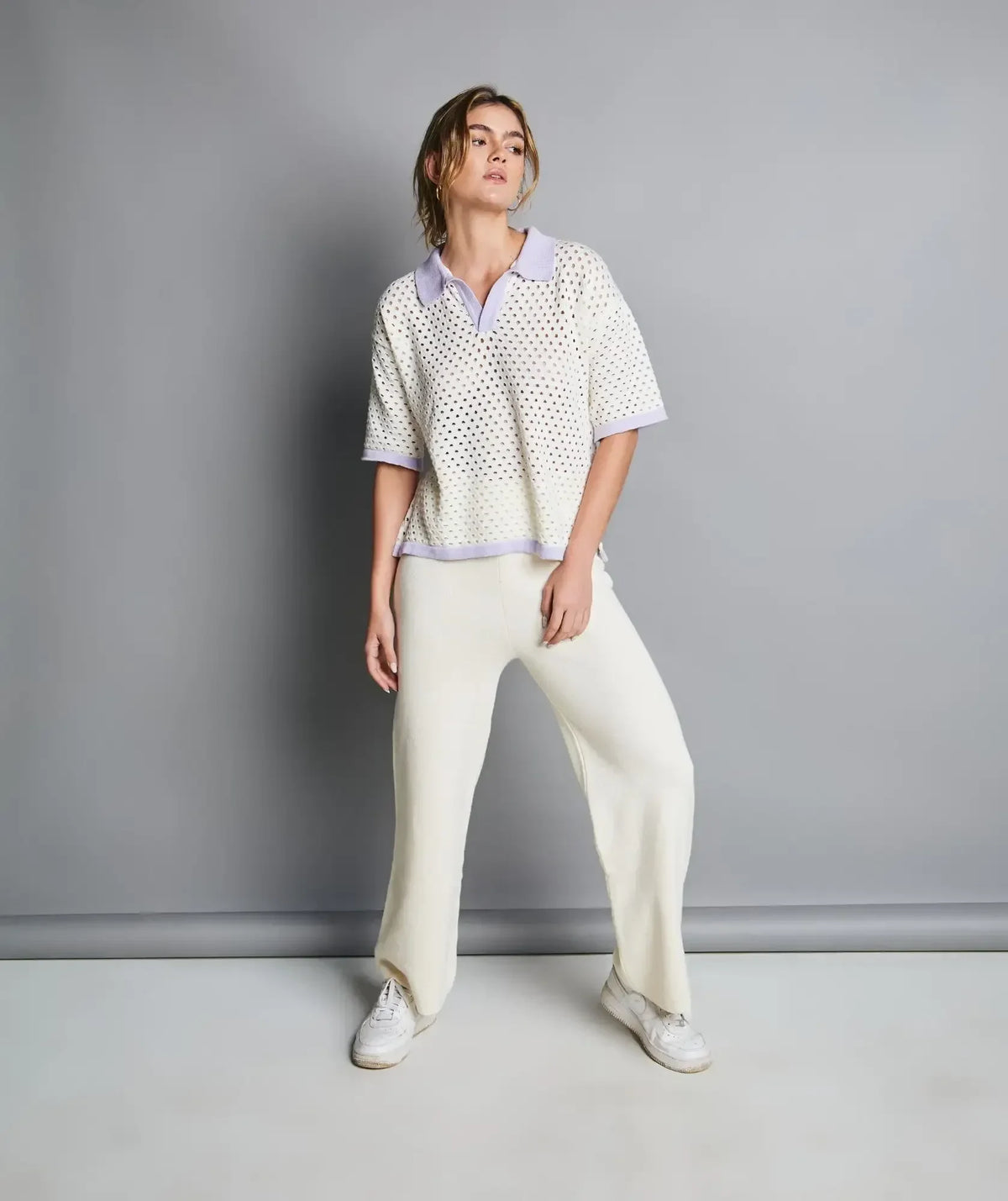 Camiseta Polo en Tejido de Punto - Lila - detalle - Alison
