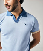 Camiseta Polo California Azul en tejido de punto - detalle - Alison