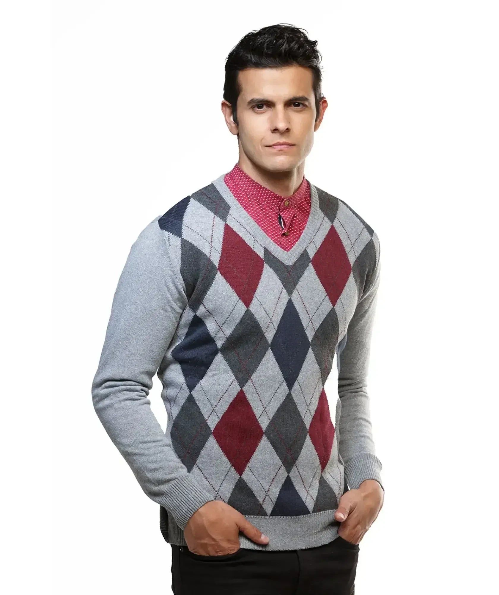 Suéter San Agustín — Rombos Argyle Cuello en V