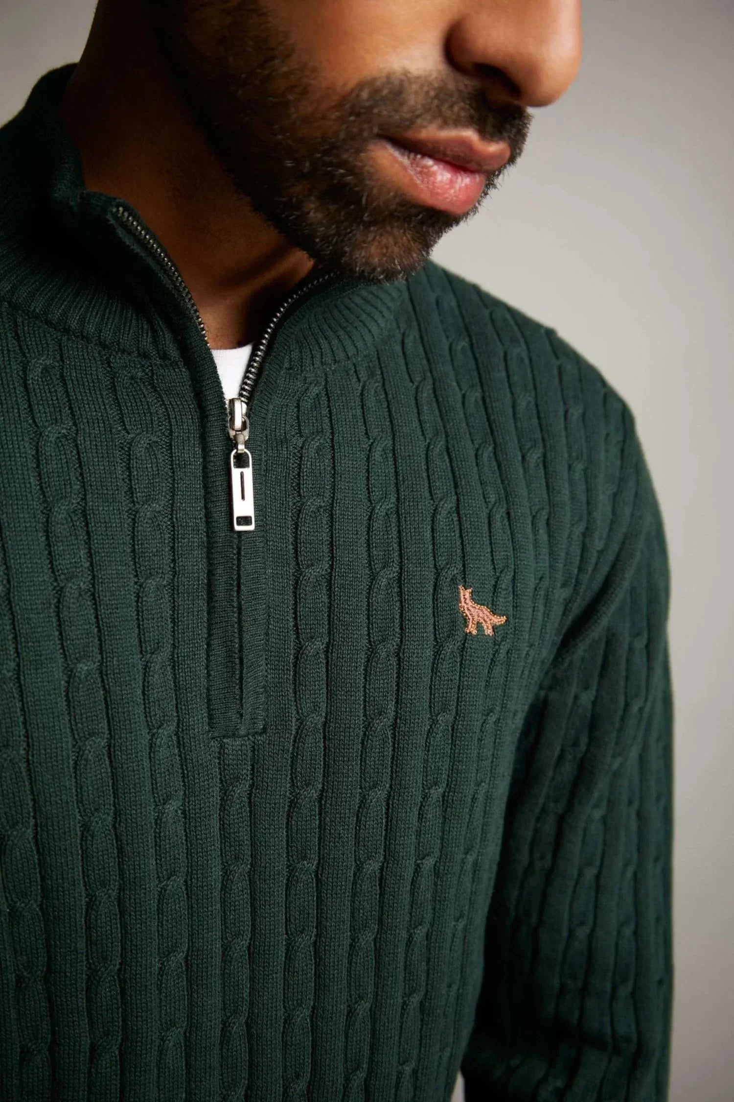 Suéter Palmira en algodón trenzado halfzip – Hombre