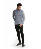 Suéter Gris Con Coderas Cuello Halpzif - Tolú - vista lateral - Alison
