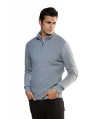 Suéter Gris Con Coderas Cuello Halpzif - Tolú - vista frontal - Alison