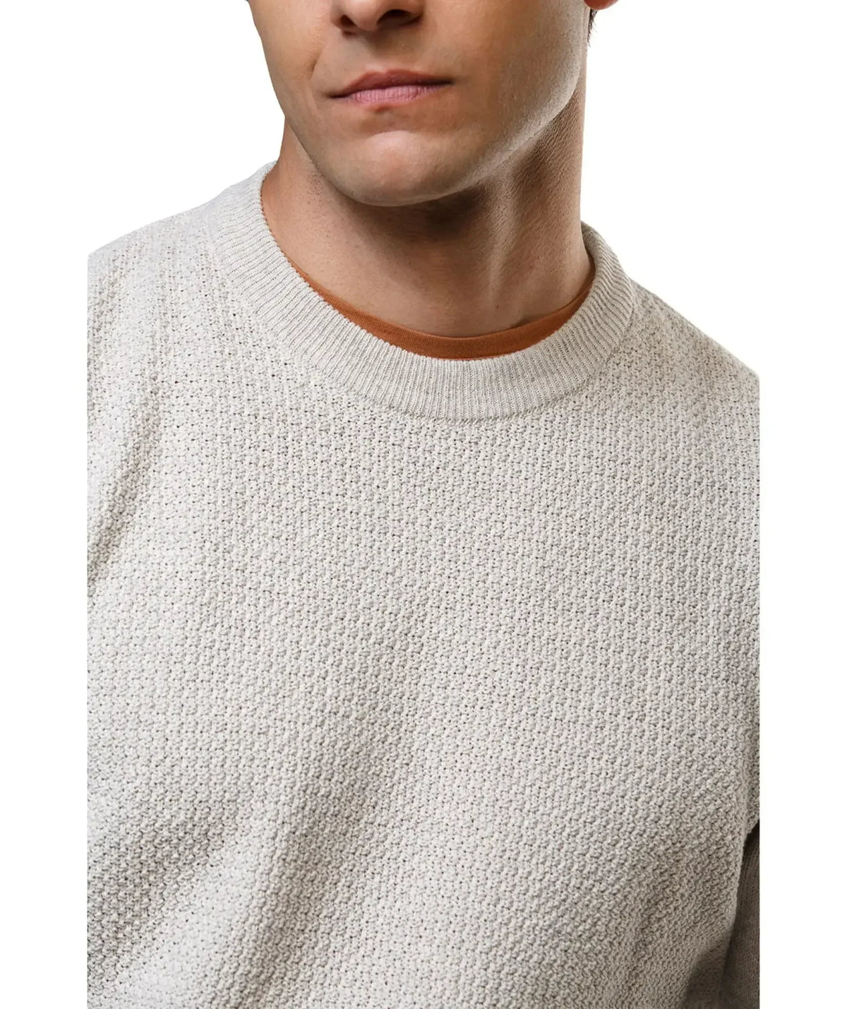 Suéter Pasto Beige - Cuello Redondo con Micro Puntos - vista frontal - Alison