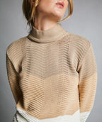 Crop Top Brisa Camel - Tejido de Punto Bicolor - vista frontal - Alison