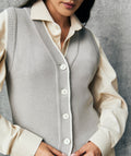 Chaleco Gris Tejido 100% Algodón con Cuello V