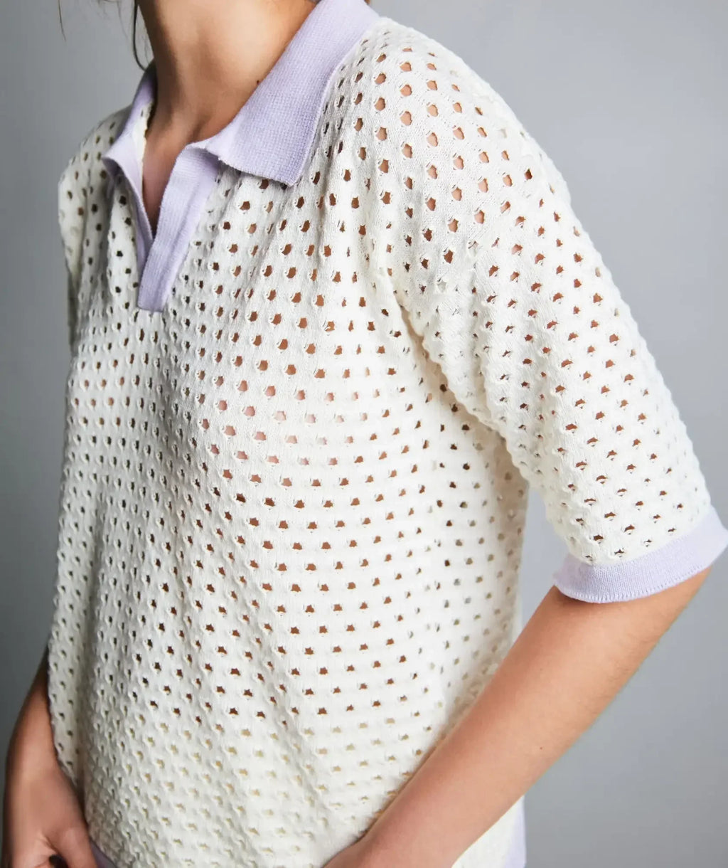 Camiseta Polo en Tejido de Punto - Lila - vista frontal - Alison