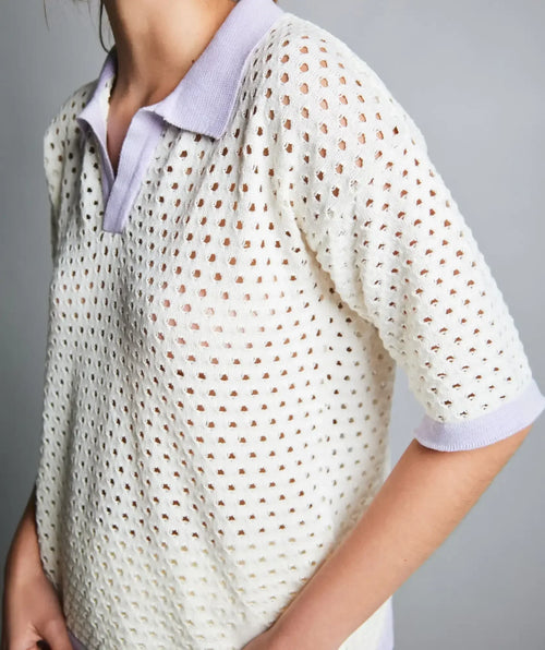 Camiseta Polo en Tejido de Punto - Lila - vista frontal - Alison