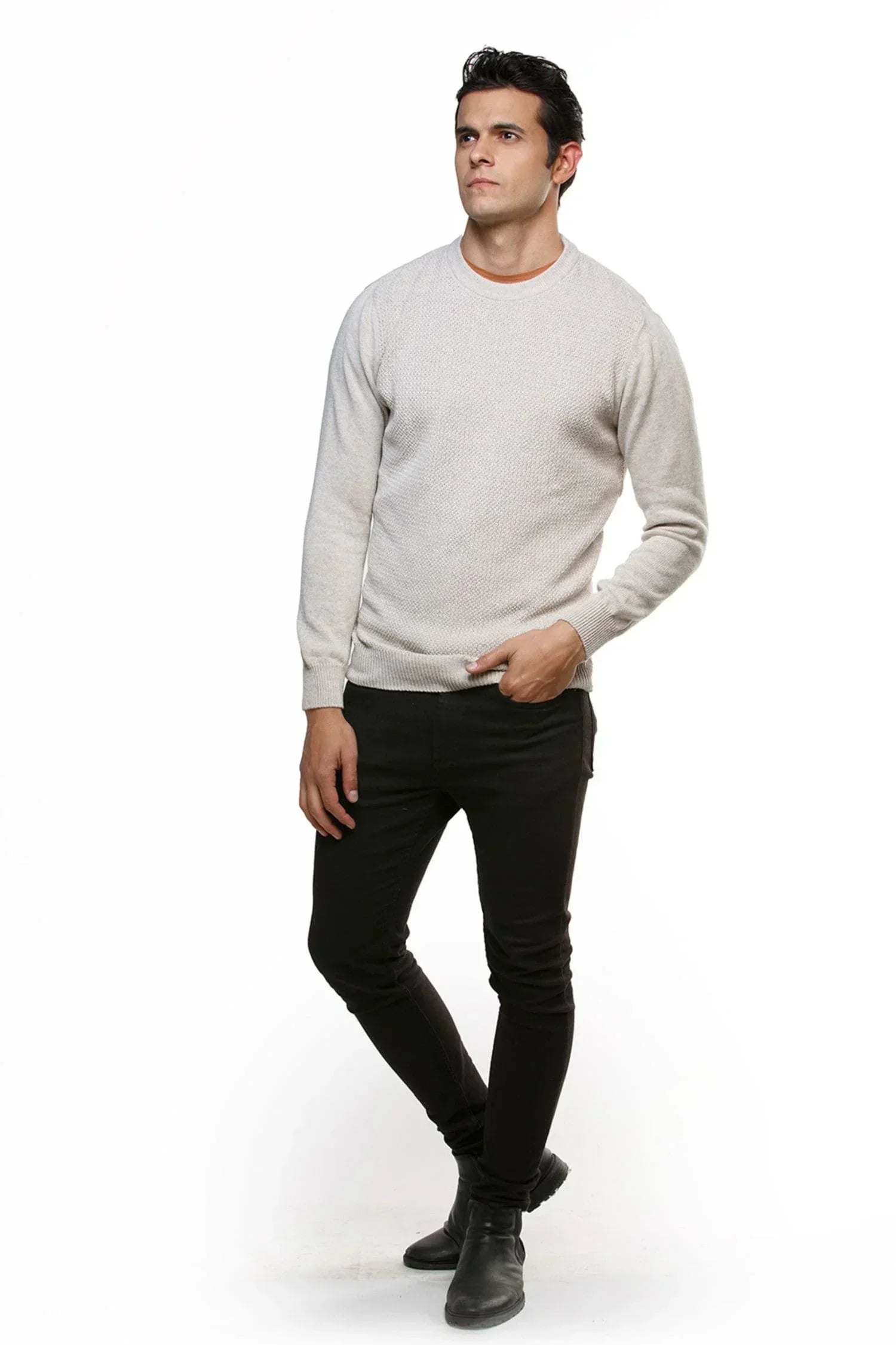 Suéter Pasto en algodón regenerado cuello redondo – Hombre