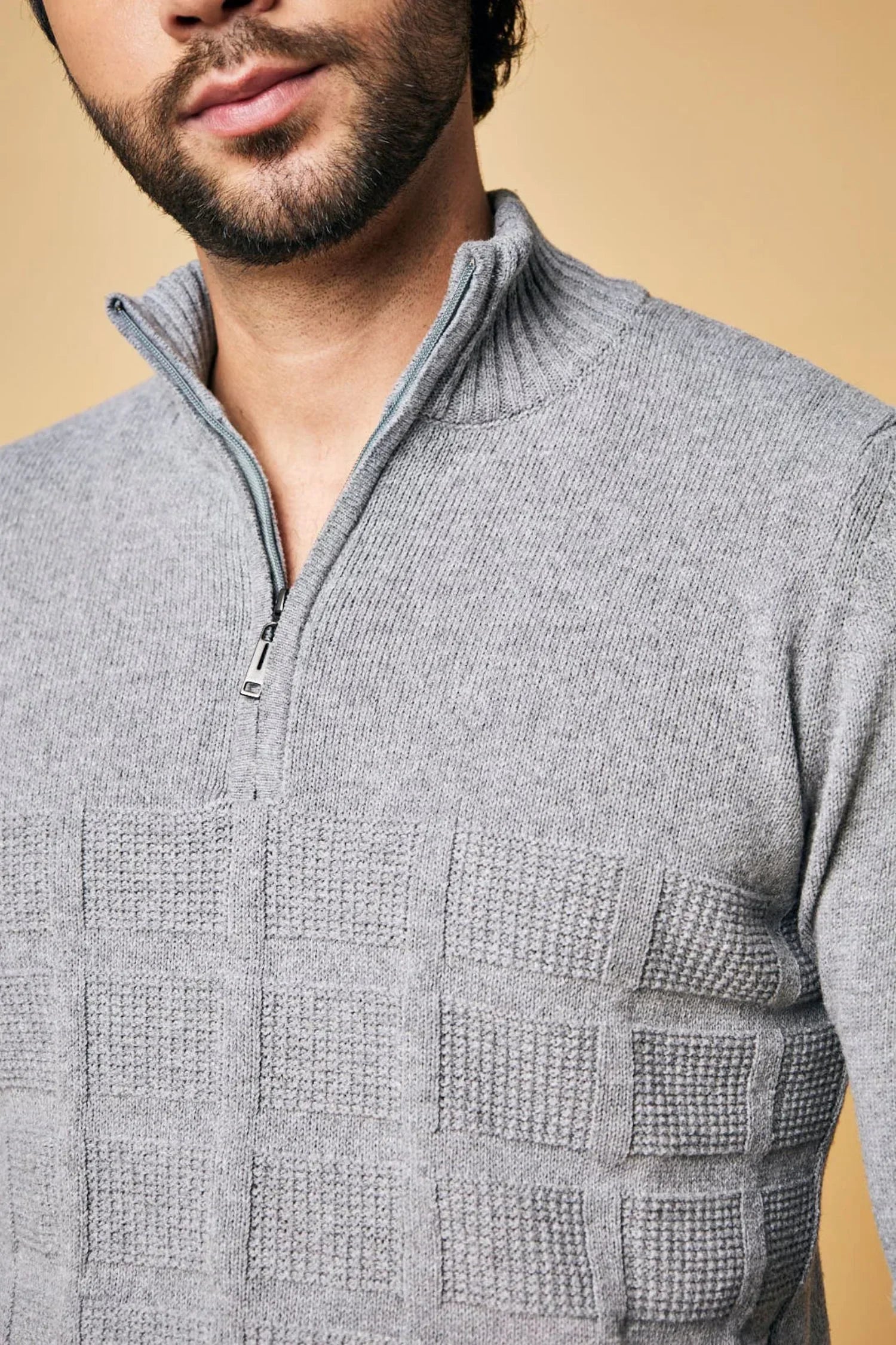 Suéter Calarcá en algodón regenerado cuadros halfzip – Hombre