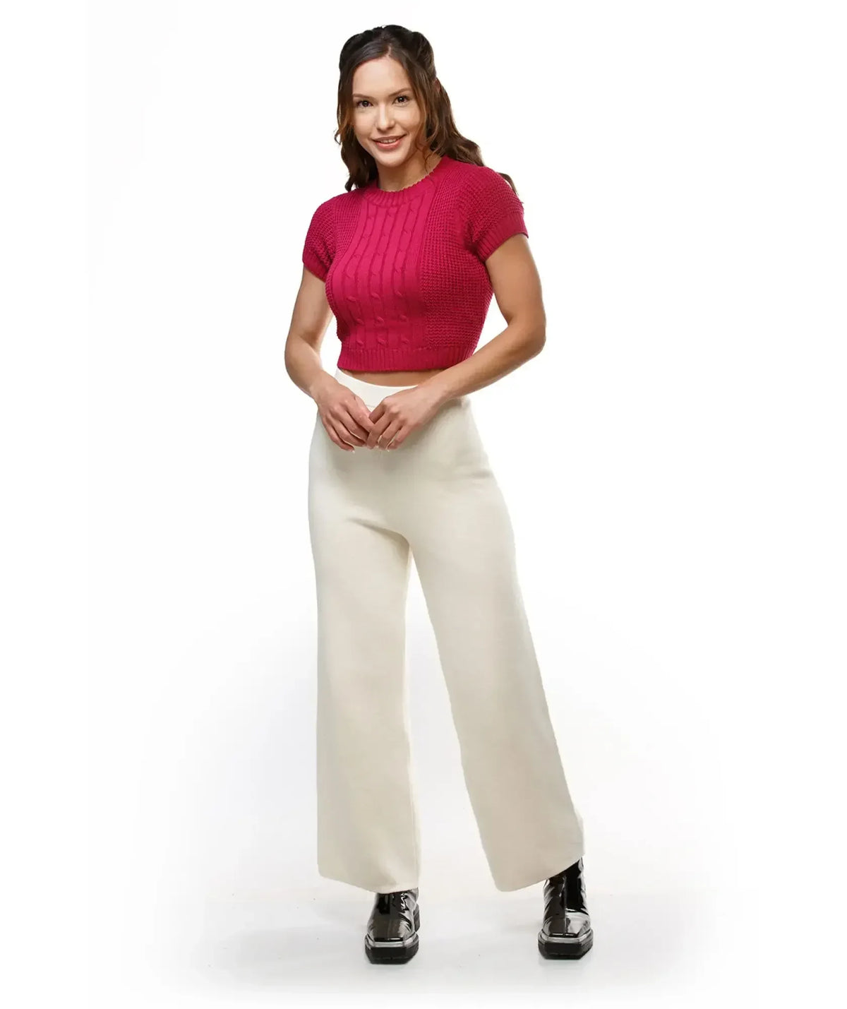 Crop Top Támesis Fucsia- Tejido de Punto en Algodón - look completo - Alison