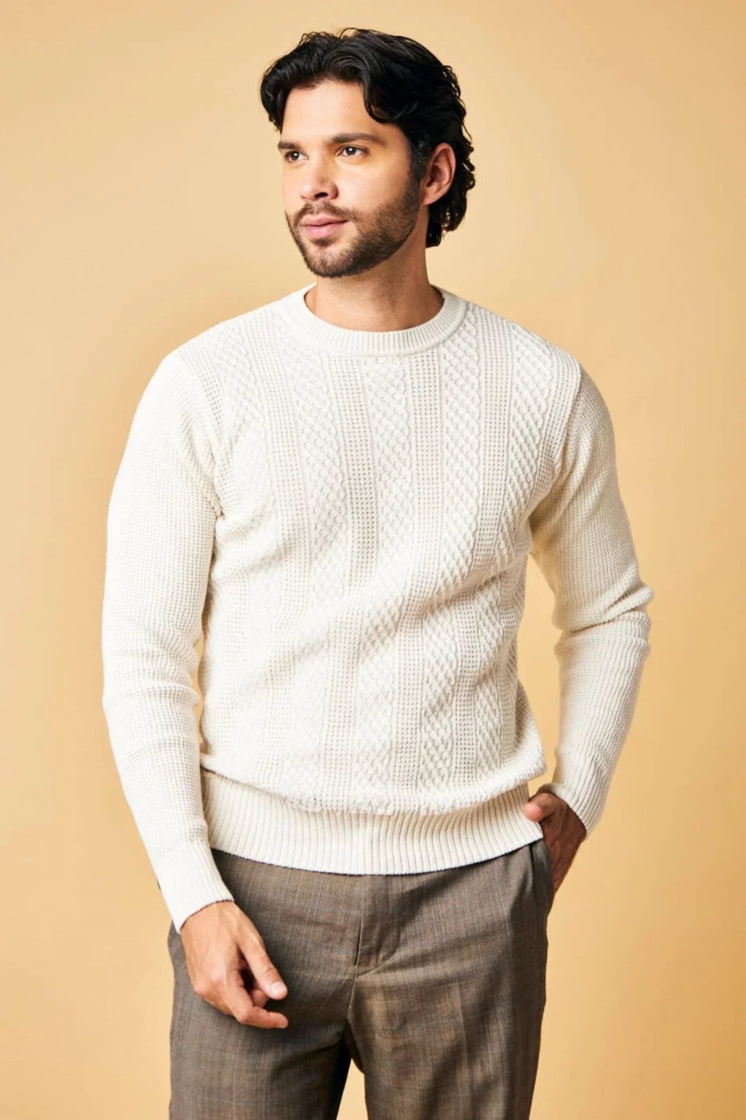 Suéter Cajicá en algodón regenerado trenzado perlado – Hombre