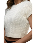 Crop Top Támesis Color Beige - Tejido de Punto en Algodón - vista frontal - Alison