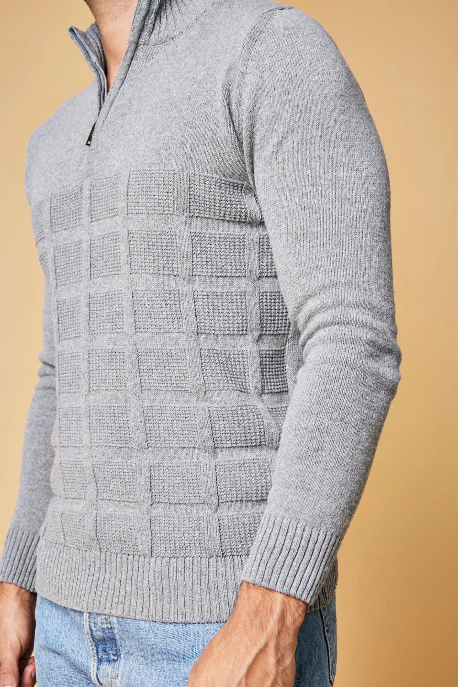 Suéter Calarcá en algodón regenerado cuadros halfzip – Hombre