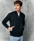 Chaqueta Color Negro Tejida con Cremallera y Cuello Alto