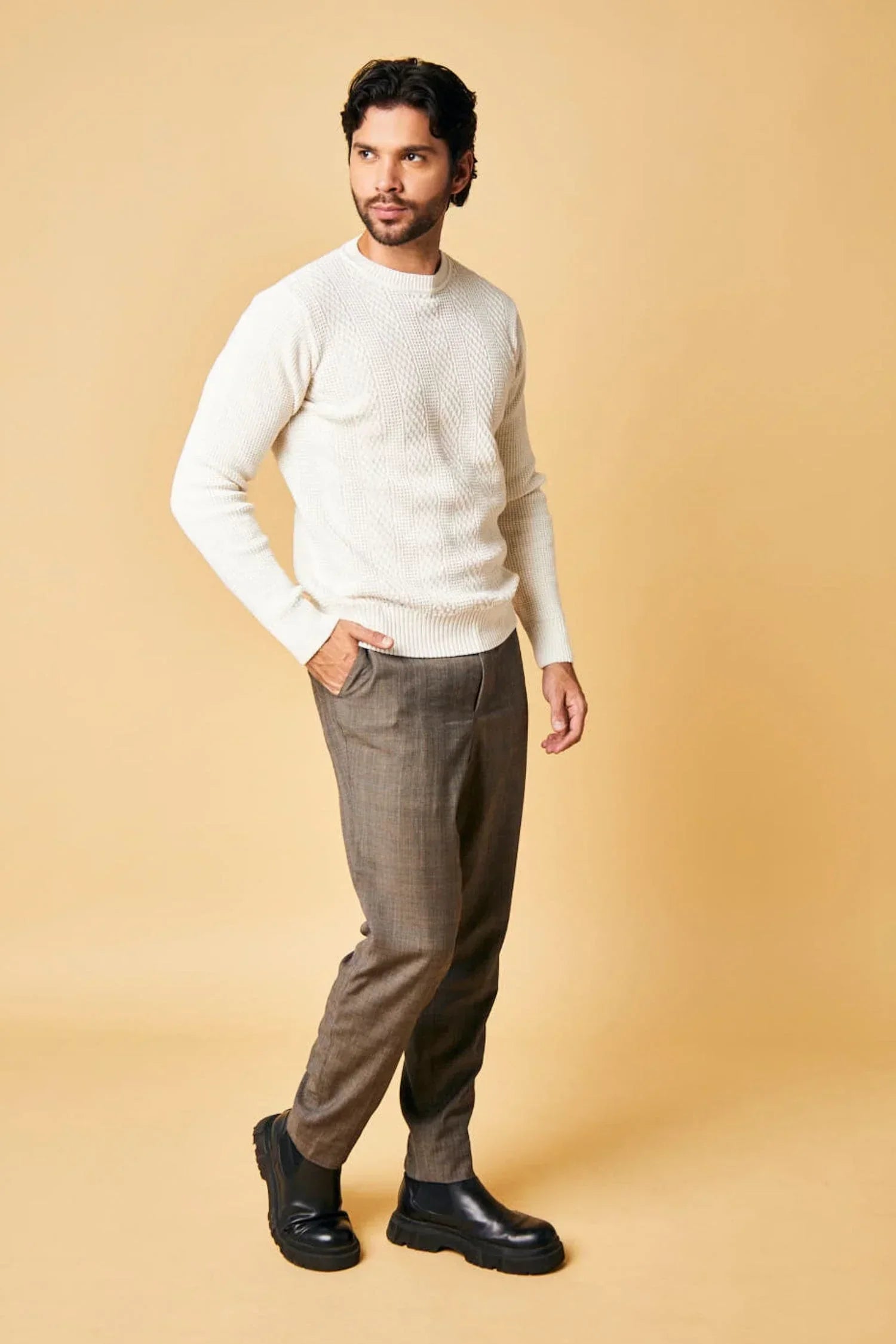 Suéter Cajicá en algodón regenerado trenzado perlado – Hombre