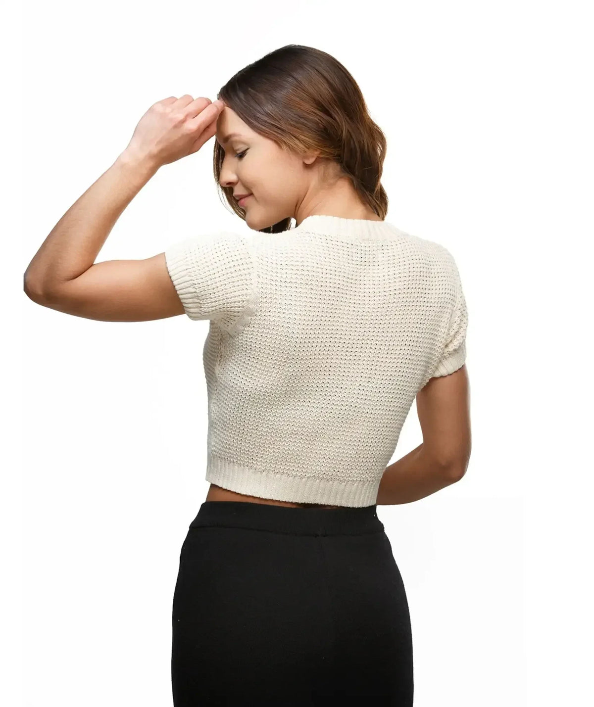 Crop Top Támesis Color Beige - Tejido de Punto en Algodón - detalle - Alison