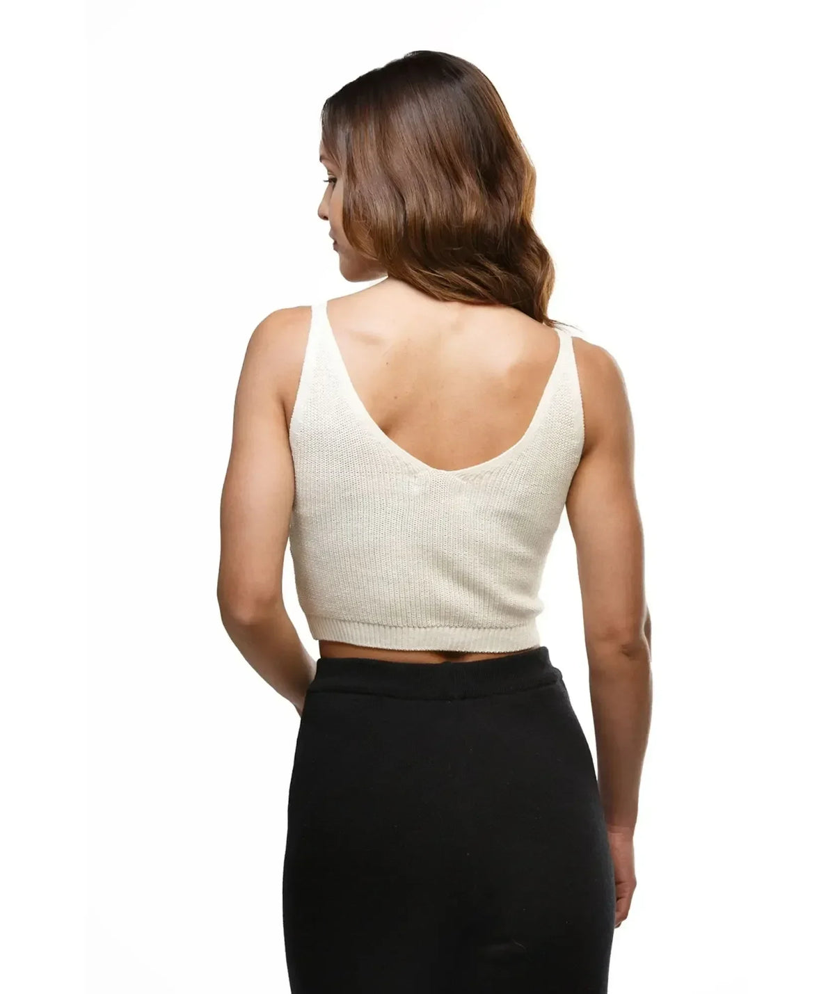 Crop Top Tena Beige - Tejido Trenzado en Algodón 100% - look completo - Alison