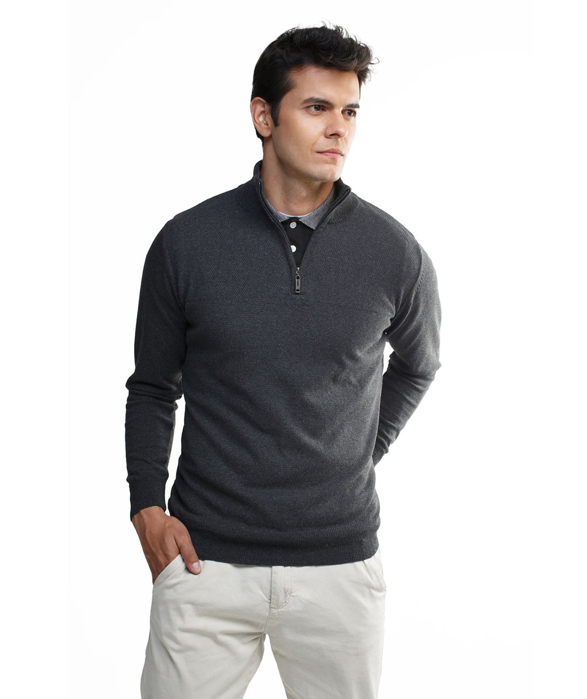 Suéter Halfzip Textured Hombre - Briceño - vista frontal - Alison