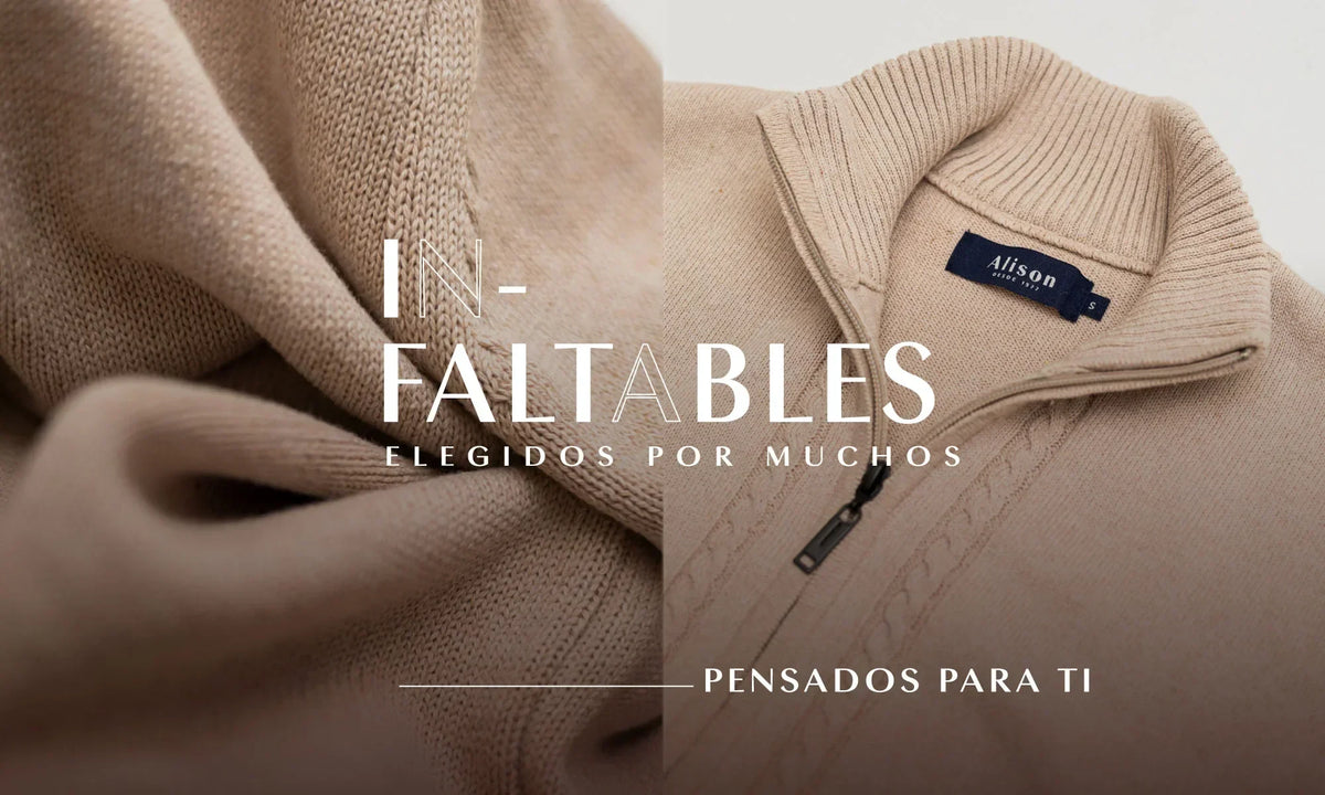 Suéter de punto beige para mujer con cierre, detalle de textura y tejido premium.