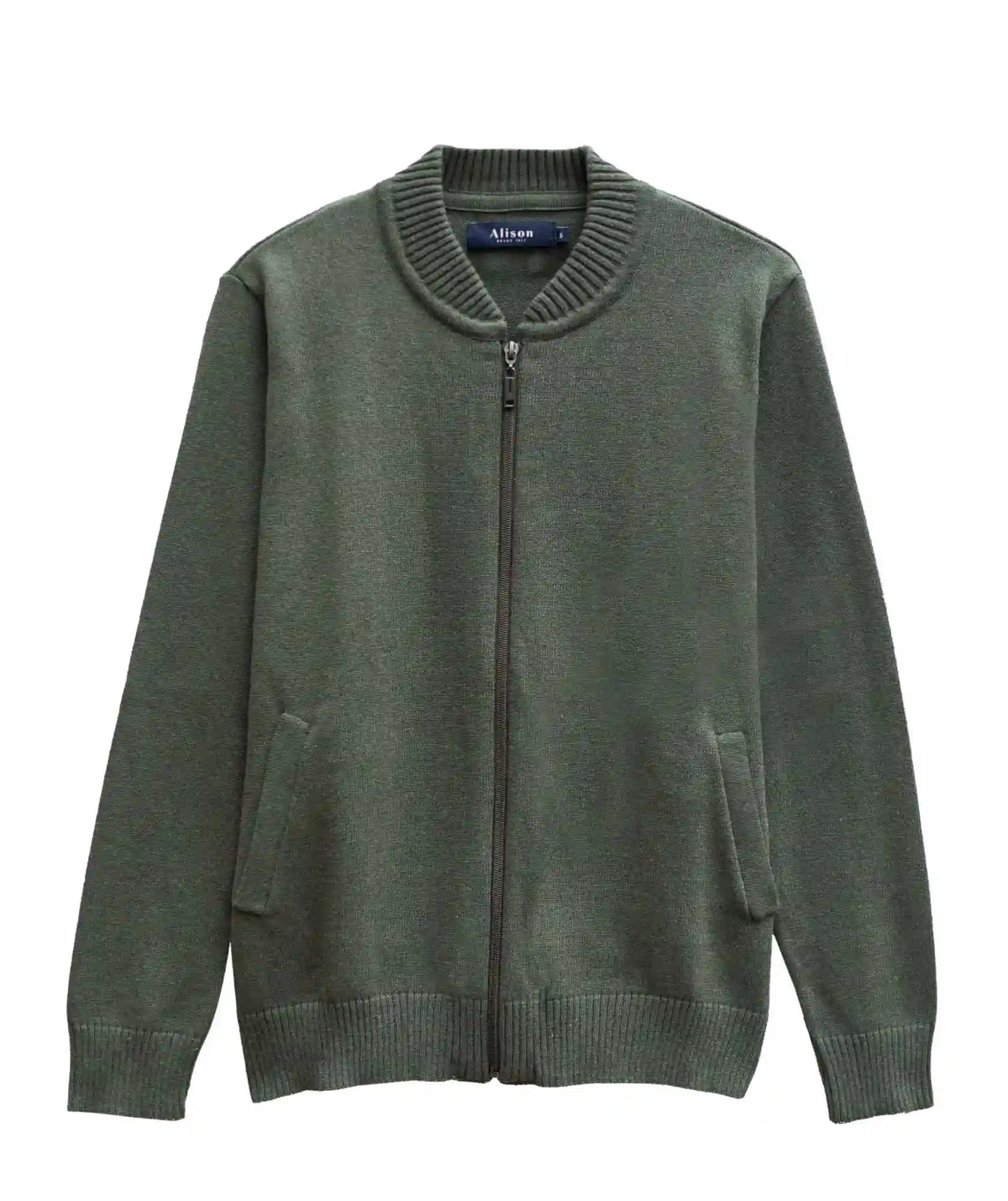 Chaqueta Tejida Verde Con Cierre de Cremallera Métalica - Marsella
