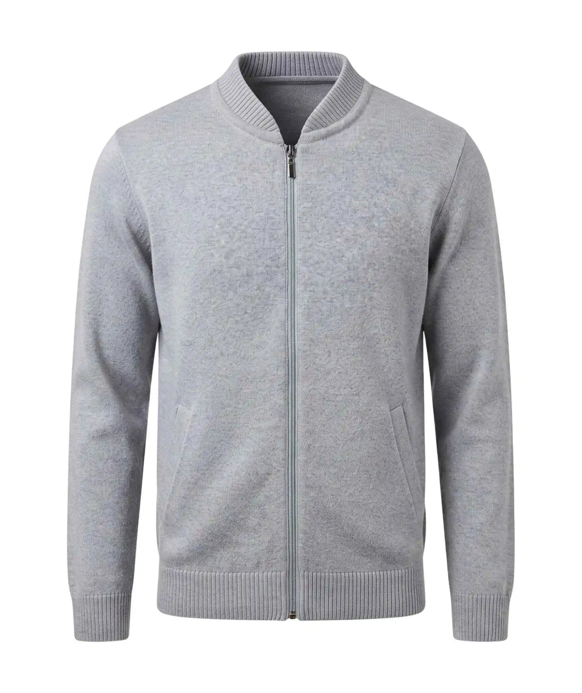 Chaqueta Tejida Gris Con Cierre de Cremallera Métalica - Marsella