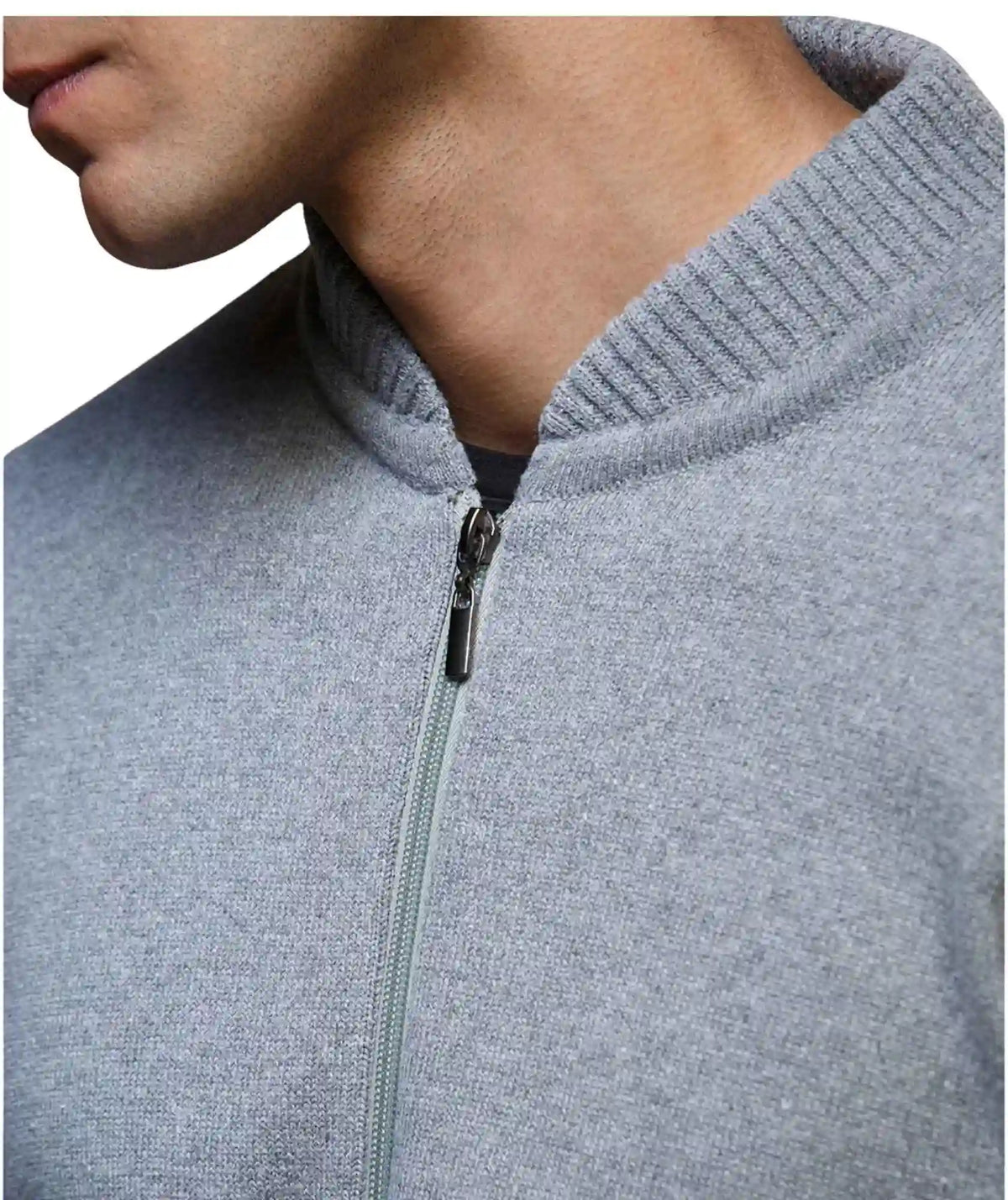 Chaqueta Tejida Gris Con Cierre de Cremallera Métalica - Marsella