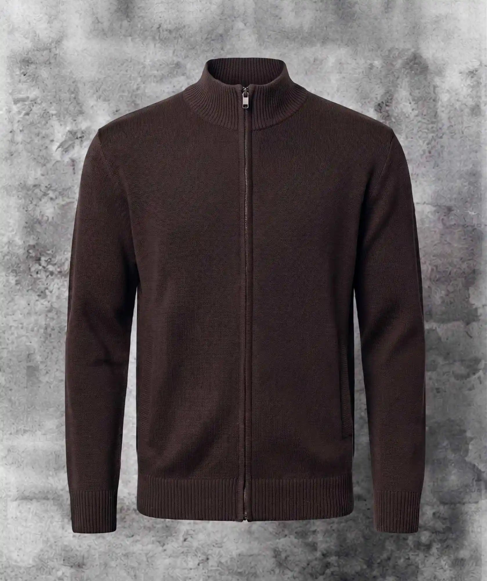 Chaqueta Con Cremallera Tejida Con Bolsillos Para Hombre