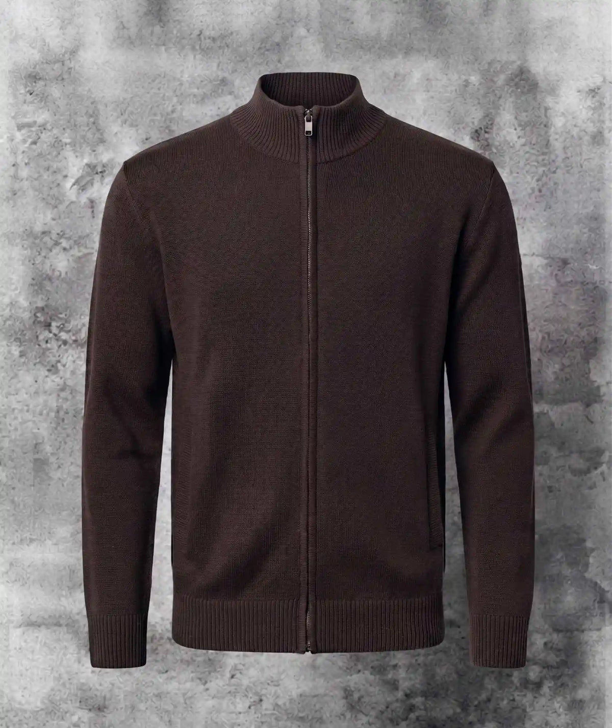 Chaqueta Con Cremallera Tejida Con Bolsillos Para Hombre