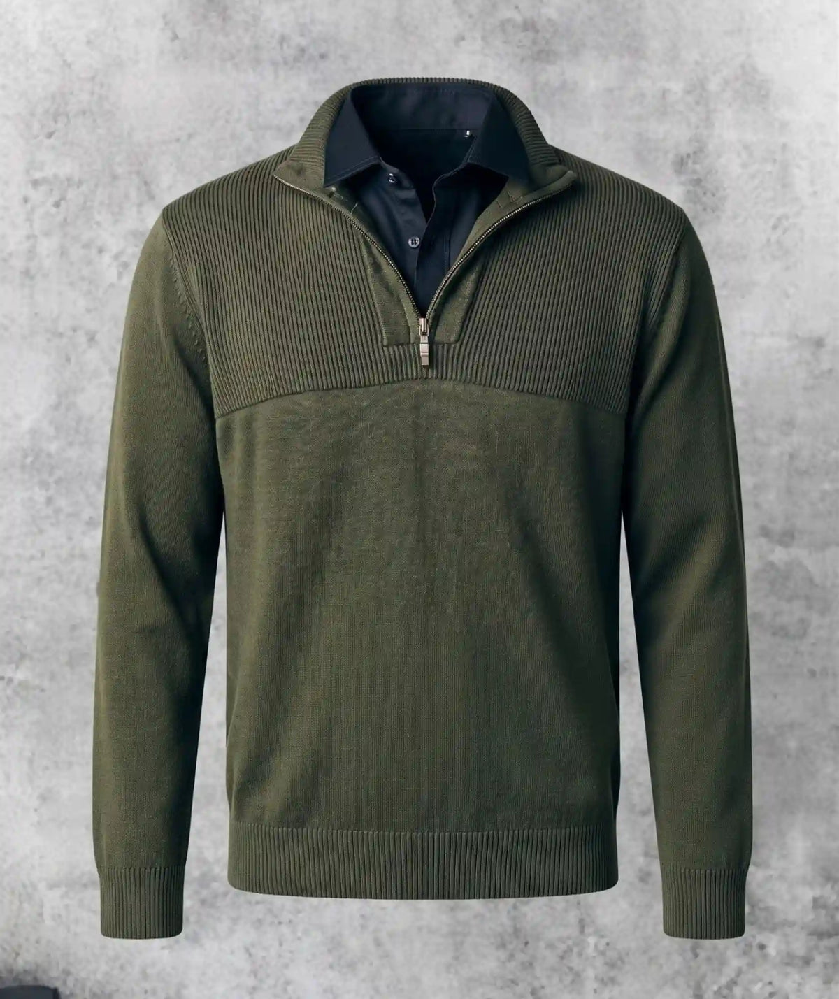Suéter Verde Cuello Halfzip en Algodón- Tunja